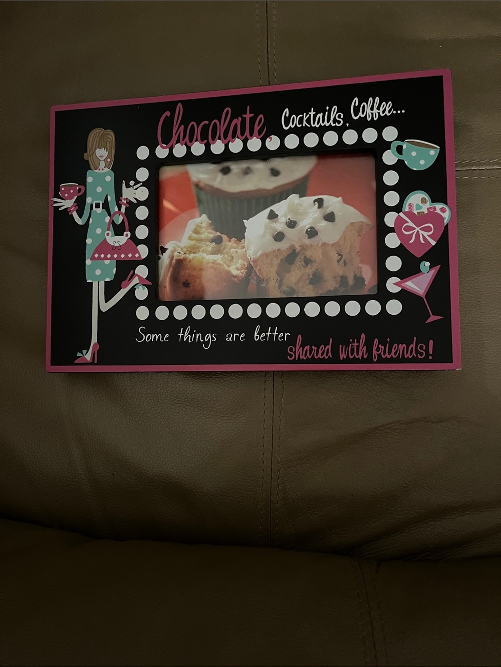 Chocolate Cocktails Coffee Decorative Pink & Black Photo Frame